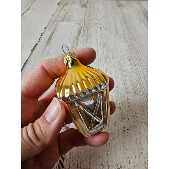 Vintage lantern candle clock Mercury glass ornament set Xmas tree gold - Picture 10 of 12